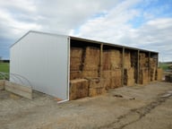 shed open at front for storing hay
