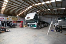 The height of this shed allows large trucks to fit in easily