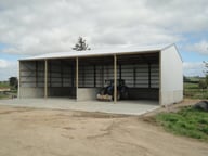 Open front bulk storage shed