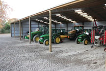 This wide implement shed has plenty of space for large machinery